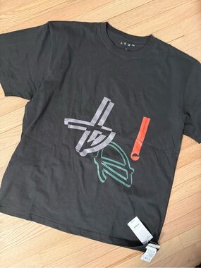 NWT authentic beams Black Short-Sleeve Graphic Tee with Multicolor Print